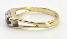 Load image into Gallery viewer, 2415 Vintage: 18ct Gold French Blue Sapphires Natural Diamond 3-Stone Ring