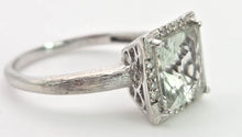 Load image into Gallery viewer, 2419 Vintage: 9ct White Gold Mint Green Amethyst 16 Natural Diamonds Cocktail Ring