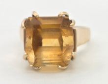 Load image into Gallery viewer, 2430 Vintage: Rare 9ct Gold Large Square Cut Yellow Citrine (12ct) Statement Ring