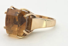 Load image into Gallery viewer, 2430 Vintage: Rare 9ct Gold Large Square Cut Yellow Citrine (12ct) Statement Ring