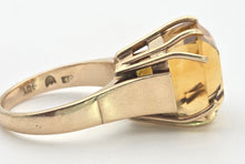 Load image into Gallery viewer, 2430 Vintage: Rare 9ct Gold Large Square Cut Yellow Citrine (12ct) Statement Ring