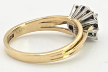 Load image into Gallery viewer, 2372 Vintage: 18ct Gold Geometric Set Blue Sapphires Natural Diamonds (0.22ct) Ring- From 1969