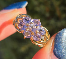 Load image into Gallery viewer, 6229 Vintage; 9ct Gold Blue Tanzanites Round Cut Diamonds Dress Ring