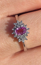 Load image into Gallery viewer, 6408 Vintage: 18ct White Gold Pink Sapphire Natural Diamonds Dress Ring
