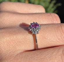 Load image into Gallery viewer, 6408 Vintage: 18ct White Gold Pink Sapphire Natural Diamonds Dress Ring