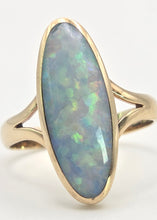 Load image into Gallery viewer, 2461 Vintage; 9ct Gold Marquise Cut White Opal Dress Ring