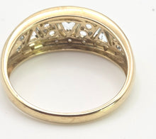 Load image into Gallery viewer, 2462 Vintage: 9ct Gold Swiss Blue topaz 18 Natural Diamonds Openwork Ring