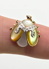 Cargar imagen en el visor de la galería, 2510 Vintage & Rare 18ct Gold Beetle Pendant Diamonds Moonstone Heliodor
