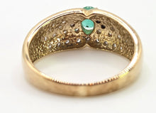 Cargar imagen en el visor de la galería, 2524 Vintage: 9ct Gold Emerald 46 Natural Diamonds Art Deco Style Ring