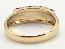 Load image into Gallery viewer, 1105 Vintage: 18ct Gold Emeralds & Natural Sparkling Diamonds Dress Ring