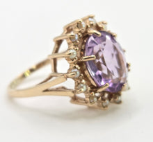 Load image into Gallery viewer, 1178 Vintage & Old Large Faceted Lilac Amethyst 14 See Pearls Ring