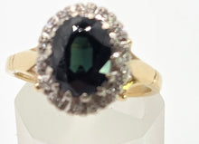 Load image into Gallery viewer, 2027 Vintage: 18ct Gold Australian Blue Sapphire Diamonds Diana Style Cluster Ring- From 1966