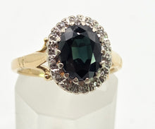 Load image into Gallery viewer, 2027 Vintage: 18ct Gold Australian Blue Sapphire Diamonds Diana Style Cluster Ring- From 1966