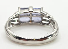 Load image into Gallery viewer, 2404 Vintage: 9ct White Gold Light Blue Sapphires Dress Ring