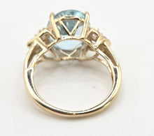 Load image into Gallery viewer, 5804 Vintage; 9ct Gol Faceted Cut Swiss Blue Topaz natural Diamonds Dress ring