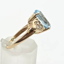 Load image into Gallery viewer, 5804 Vintage; 9ct Gol Faceted Cut Swiss Blue Topaz natural Diamonds Dress ring