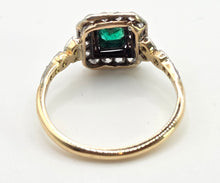 Cargar imagen en el visor de la galería, 7138 Vintage: Art Deco 18ct Gold Platinum Emerald 34 Natural Diamonds Panel Ring