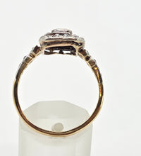 Cargar imagen en el visor de la galería, 7138 Vintage: Art Deco 18ct Gold Platinum Emerald 34 Natural Diamonds Panel Ring