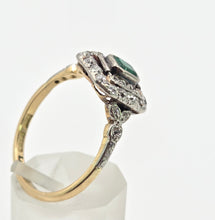 Cargar imagen en el visor de la galería, 7138 Vintage: Art Deco 18ct Gold Platinum Emerald 34 Natural Diamonds Panel Ring