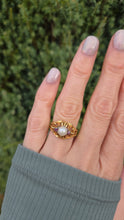 Load image into Gallery viewer, 6136 Vintage: Rare: 18ct Gold Cultured Pearl Rubies Cocktail Ring