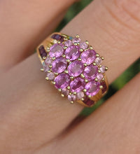 Load image into Gallery viewer, 6240 Vintage: 9ct Gold Pink Sapphires Topaz Cocktail Ring