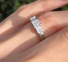 Load image into Gallery viewer, Vintage Platinum Square Set Natural Diamonds Trilogy Set Ring