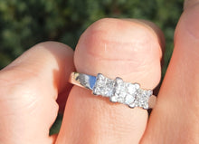 Load image into Gallery viewer, Vintage Platinum Square Set Natural Diamonds Trilogy Set Ring