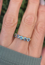 Load image into Gallery viewer, 2230 Vintage: 9ct Gold 5 Swiss Blue Topaz Stacker/Half-Hoop Ring