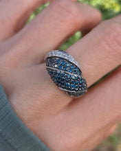 Load image into Gallery viewer, 6256 Vintage; Spectacular: 9ct White Gold Blue & White Natural Diamonds (1.73ct) Cocktail Ring