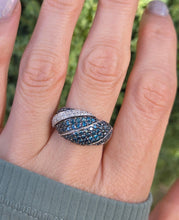 Load image into Gallery viewer, 6256 Vintage; Spectacular: 9ct White Gold Blue & White Natural Diamonds (1.73ct) Cocktail Ring