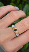 Load image into Gallery viewer, 1669 Vintage: 18ct Gold Blue Sapphire. Mother of Pearl Natural Diamonds Ring