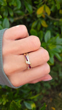 Load image into Gallery viewer, 2271 Vintage: 9ct Gold Rubies Natural Diamonds Crossover Dress/StackercRing