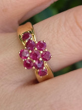Load image into Gallery viewer, 6276 Vintage: 9ct Gold 9 Rich Red Rubies Geometric Set Ring (Copy)