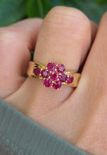 Load image into Gallery viewer, 6276 Vintage: 9ct Gold 9 Rich Red Rubies Geometric Set Ring (Copy)