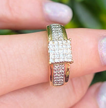 Load image into Gallery viewer, 6277 Vintage 9ct Gold 49 Natural Diamonds (1ct) Geometric Set Ring