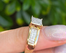 Load image into Gallery viewer, 6277 Vintage 9ct Gold 49 Natural Diamonds (1ct) Geometric Set Ring