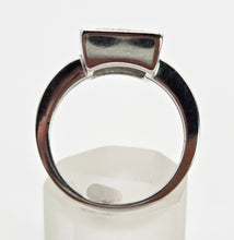 Load image into Gallery viewer, 6420- Vintage: 14ct White Gold Emeralds Diamonds Art Deco Style Panel Ring