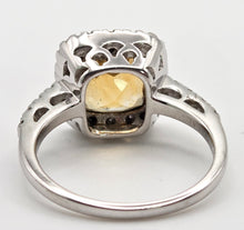 Load image into Gallery viewer, 2444; Vintage 18ct White Gold Fiery Yellow Citrine 24 Diamonds Ring