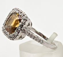 Load image into Gallery viewer, 2444; Vintage 18ct White Gold Fiery Yellow Citrine 24 Diamonds Ring