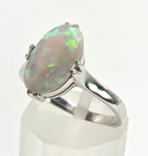 Load image into Gallery viewer, 2469: Vintage 14ct White Gold Vibrant White Opal Solitaire Ring