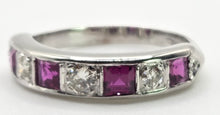 Load image into Gallery viewer, 2501- Vintage; 18ct White Gold Rubies (1.16ct) Diamonds (0.33ct) Stacker/Half-Eternity
