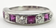 Load image into Gallery viewer, 2501- Vintage; 18ct White Gold Rubies (1.16ct) Diamonds (0.33ct) Stacker/Half-Eternity