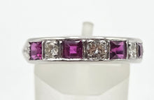 Load image into Gallery viewer, 2501- Vintage; 18ct White Gold Rubies (1.16ct) Diamonds (0.33ct) Stacker/Half-Eternity