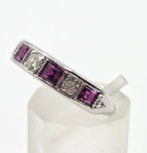 Load image into Gallery viewer, 2501- Vintage; 18ct White Gold Rubies (1.16ct) Diamonds (0.33ct) Stacker/Half-Eternity