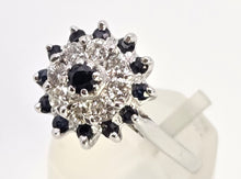 Load image into Gallery viewer, 2511- Vintage: 18ct White Gold 13 Sapphires 8 Natural Sparkling Diamonds Cluster Ring- From 1975