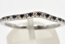 Load image into Gallery viewer, 2515- Vintage: 14ct White Gold Blue Sapphires Diamonds Wishbone Stacker Ring-LOVE Vera Wang