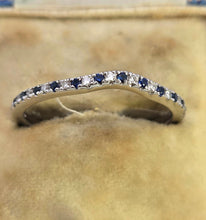 Load image into Gallery viewer, 2515- Vintage: 14ct White Gold Blue Sapphires Diamonds Wishbone Stacker Ring-LOVE Vera Wang