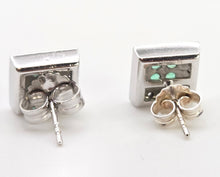 Load image into Gallery viewer, 2439 Vintage; 14ct Gold Emeralds Natural Sparkling Diamonds Art Deco Style Panel Earrings