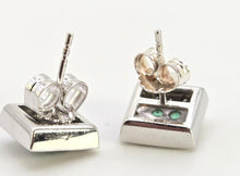 Load image into Gallery viewer, 2439 Vintage; 14ct Gold Emeralds Natural Sparkling Diamonds Art Deco Style Panel Earrings