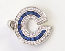 Cargar imagen en el visor de la galería, 2441- Vintage Heavy 18ct White Gold Cornflower Blue Sapphires Diamonds Horseshoe Pendant